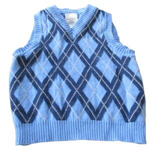 Pullover‎ Sleeveless Vest Infant Boys Size 3-6M Blue V Neck Geometric